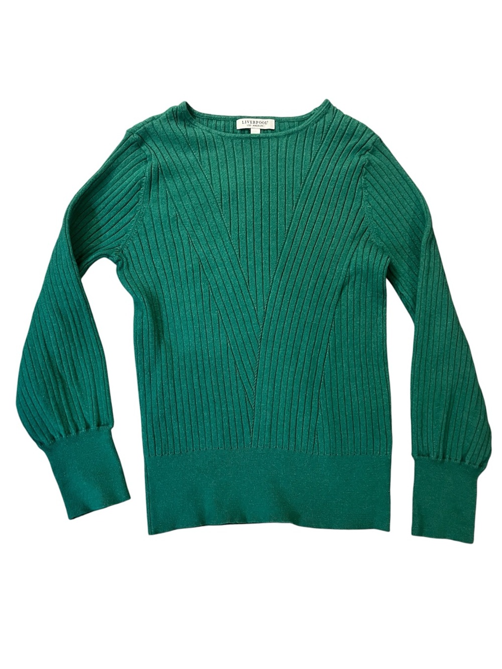 Liverpool Emerald Green Ribbed Crewneck Sweater